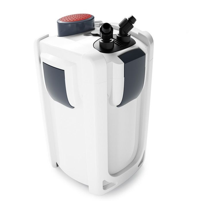 Filtro externo para acuario SunSun HW-704B, caudal de 2000 l/h, UVC de 9 W y 4 etapas de filtración, materiales y bomba incluidos.