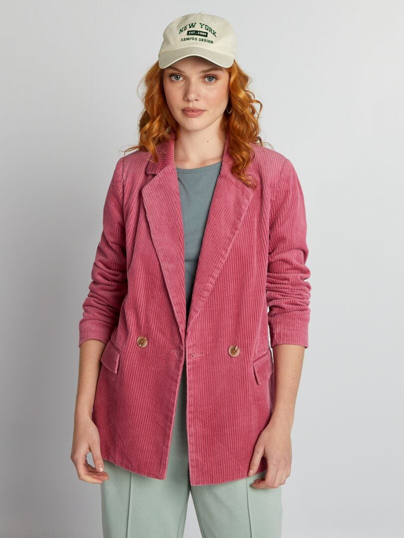 Blazer a doppiopetto in velluto - ROSA