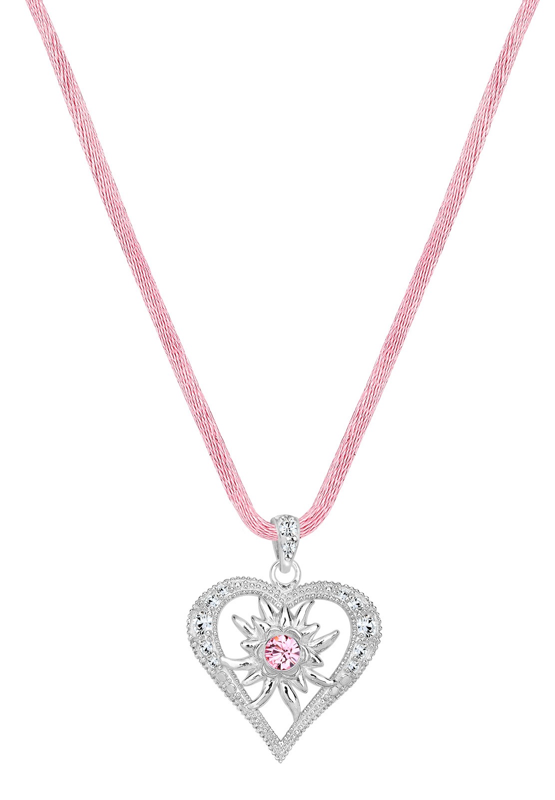 Elli Femmes cœur édelweiss avec cristaux en argent sterling 925