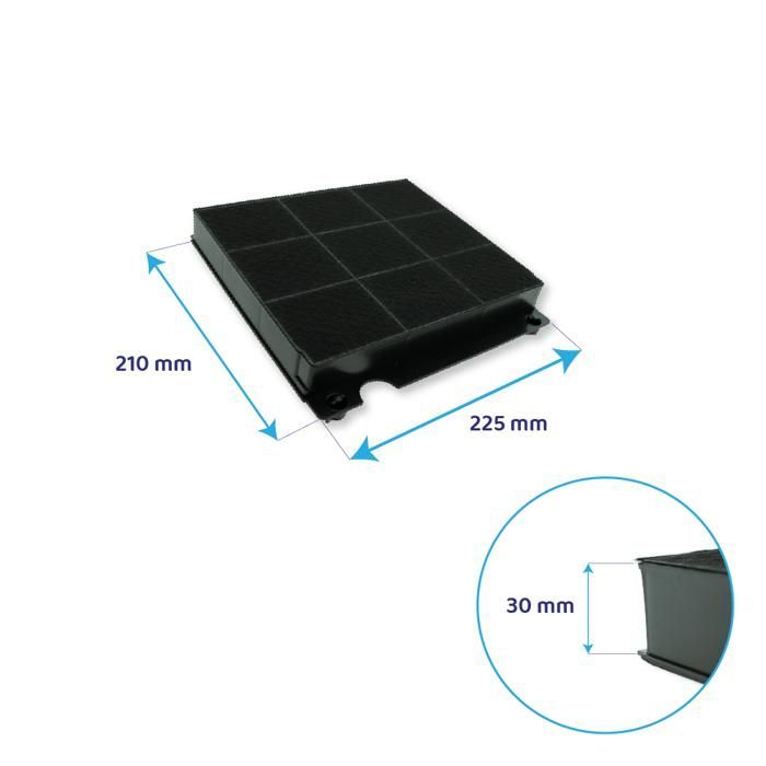 FILTRE A CHARBON HOTTE ARISTON SCHOLTES 225X210X30MM