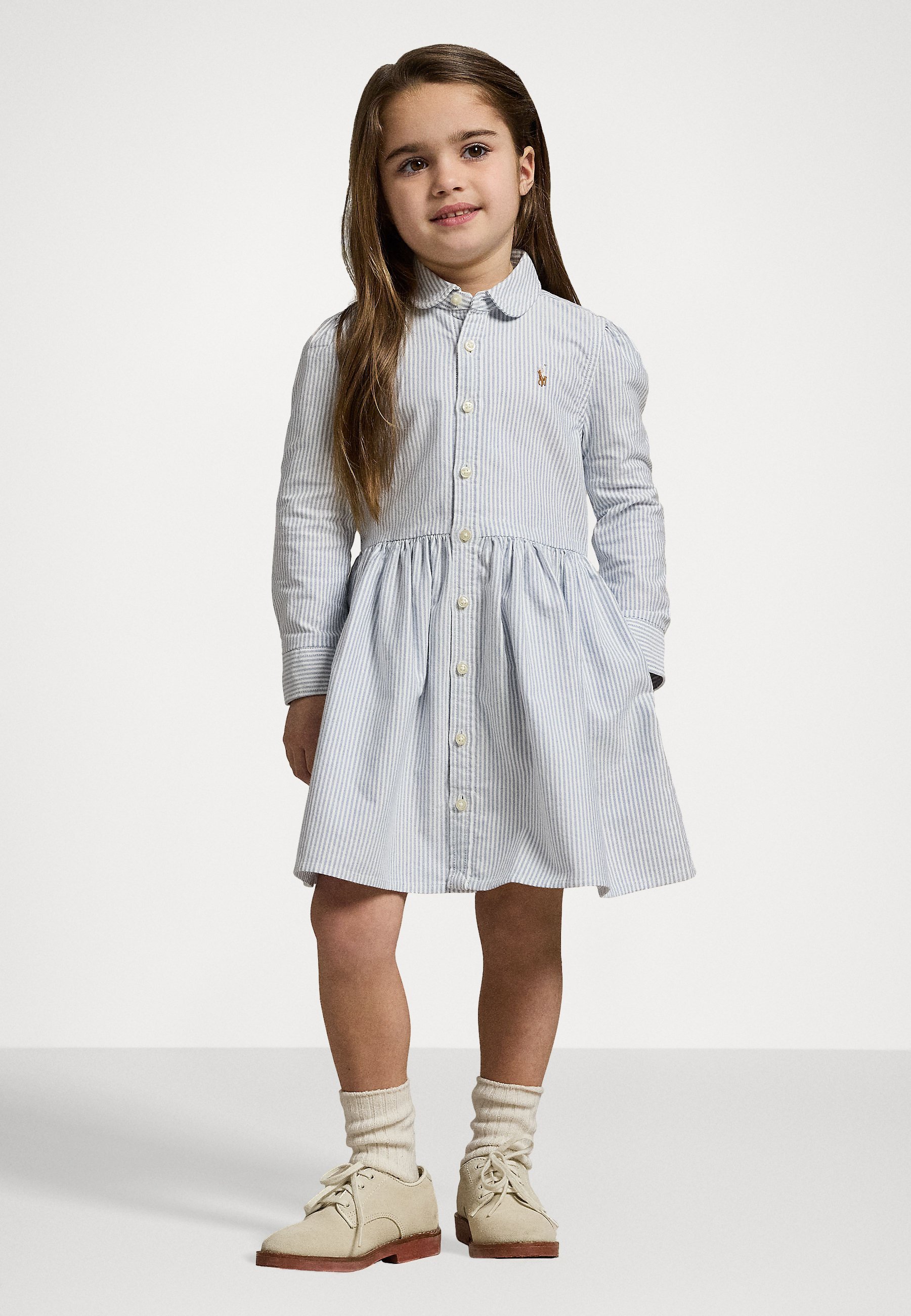 Polo Ralph Lauren gestreepte katoenen Oxford overhemdjurk - Overhemdjurk - blauw/wit