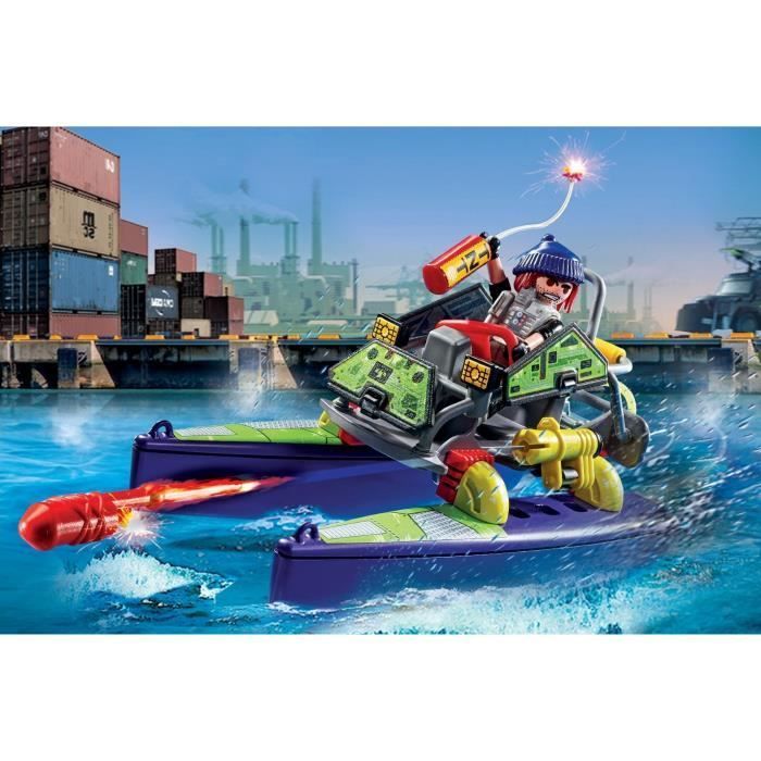 PLAYMOBIL 71147 Quad transformable de bandit, Les policiers Unité d'élite, City Action, Dès 5 ans