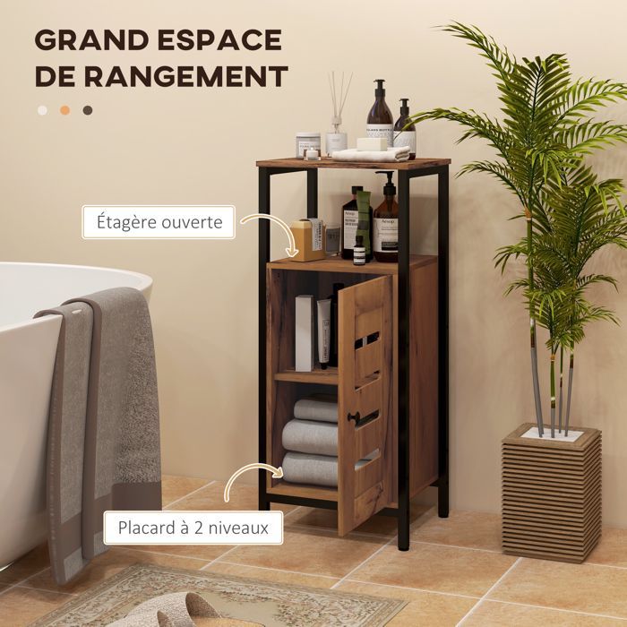 Kleankin - Bathroom cabinet - Particleboard - 37x30x85cm - Brown