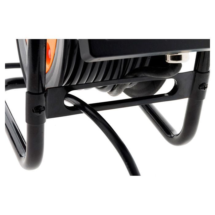 carretes de cable eléctrico 2P+E + foco LED de 15 m - Naranja - Zenitech