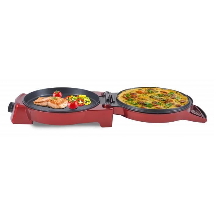 Forno para pizza e tortas RED com grill/plancha, revestimento antiaderente de pedra, 1800W de potência.