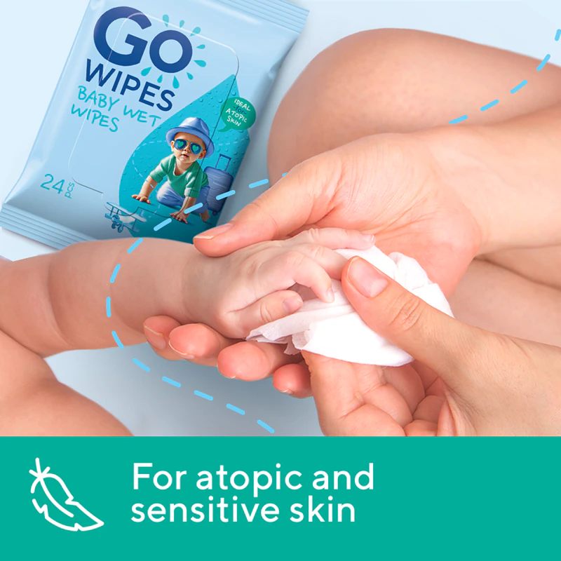 GoWipes Baby Lenços Umedecidos: Lenços umedecidos suaves para crianças com pele seca e atópica.