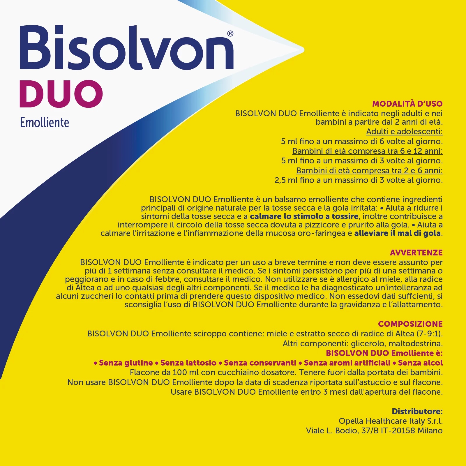 BISOLVON Sirop émollient Bisolvon Duo 100 ml pour la toux et les maux de gorge