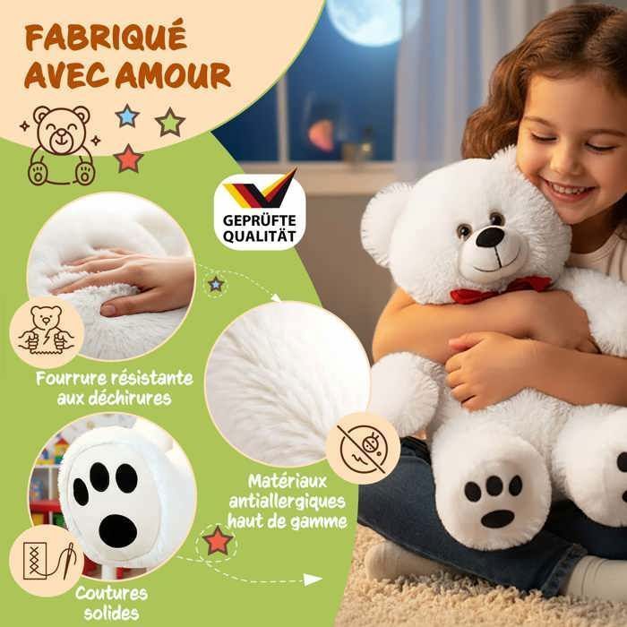 MONZANA® Superblød Bamse med Butterfly - 50 cm Hvid Bamse - Sød Bamse-Tæppe