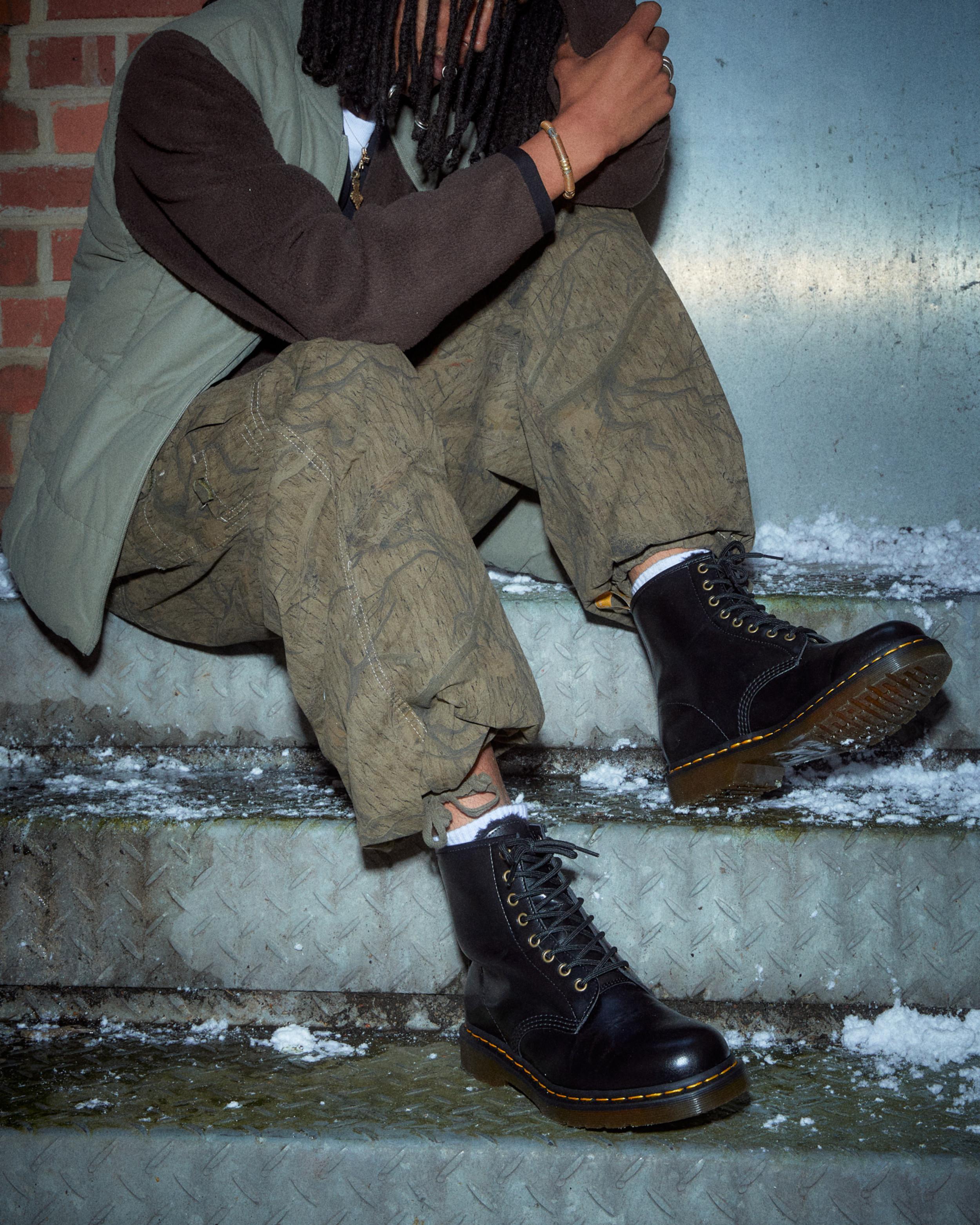 Vegan 1460 Faux Fur Lined Lace Up Boots