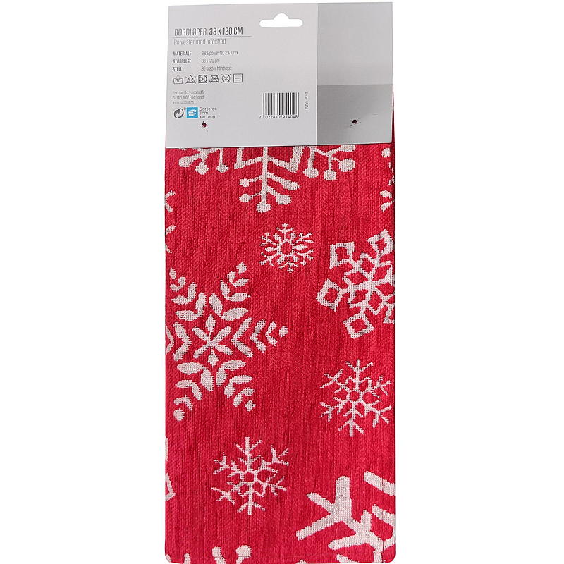 Home Runner 33x120 cm rød snøfnugg