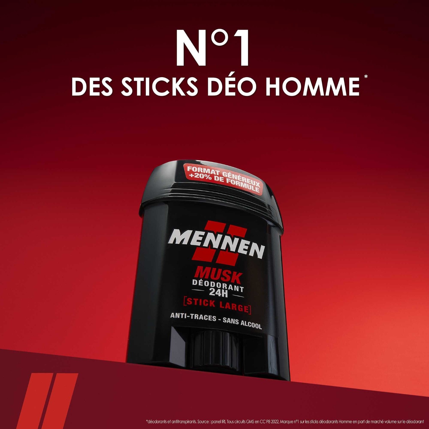 Mennen Deodorant homme 24H stick large sans alcool anti traces