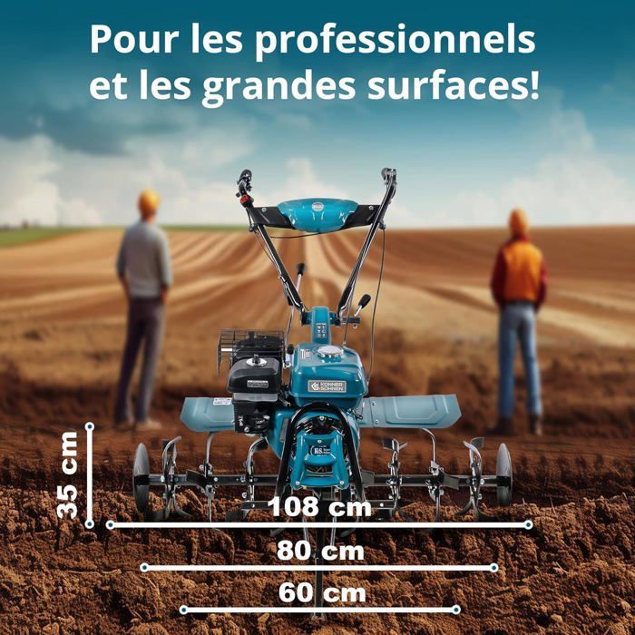 Rototiller - Könner & Söhnen - KS 7HP-1050G - 7 HP - 108 cm de ancho de trabajo - EURO V