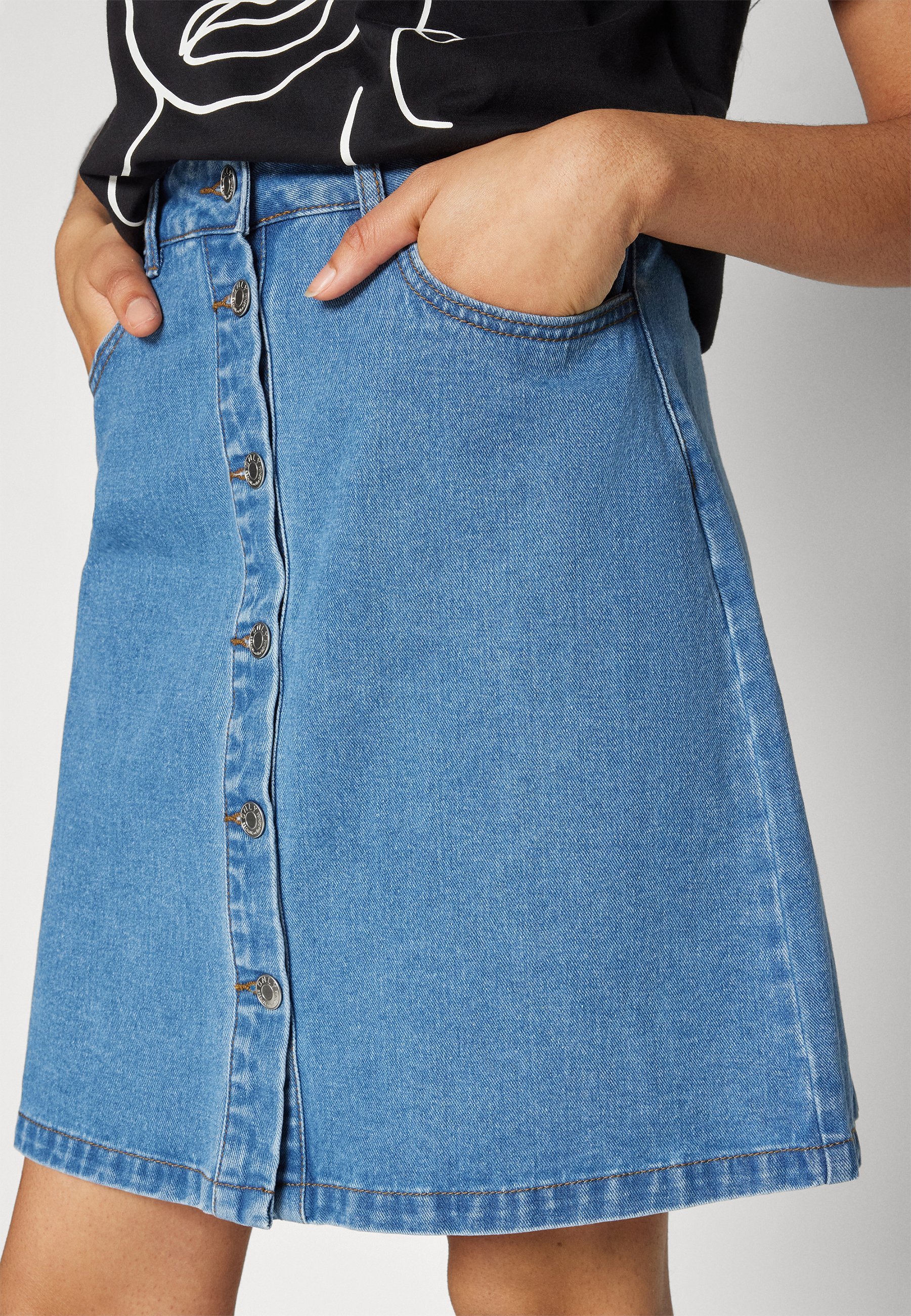 SOLO SU LFARRAH BOX - Gonna a trapezio - Denim blu medio