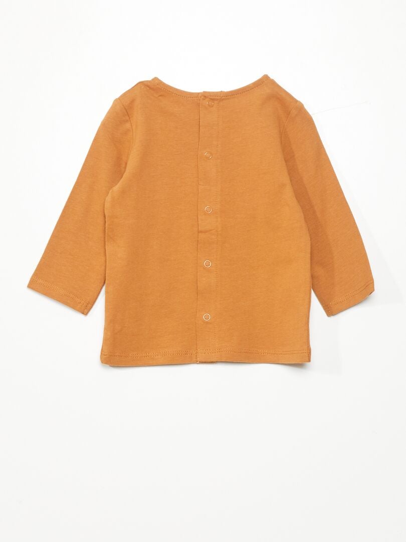T-shirt met 'love'-opdruk - BRUIN