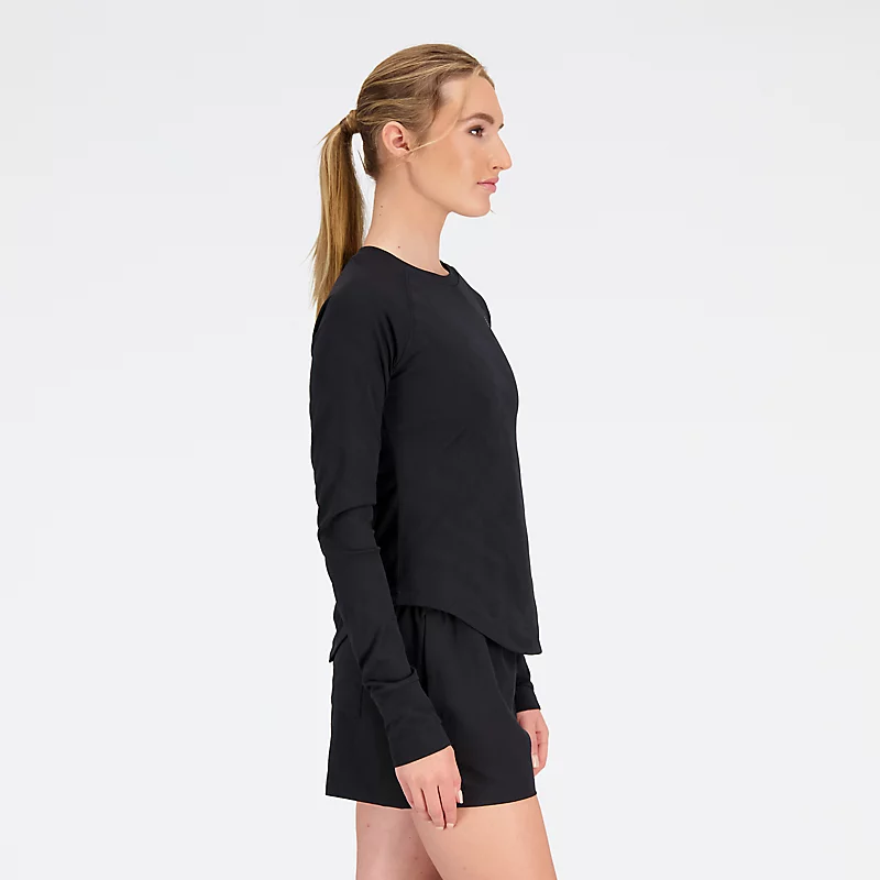 Q Speed Jacquard T-shirt met lange mouwen voor dames - Zwart