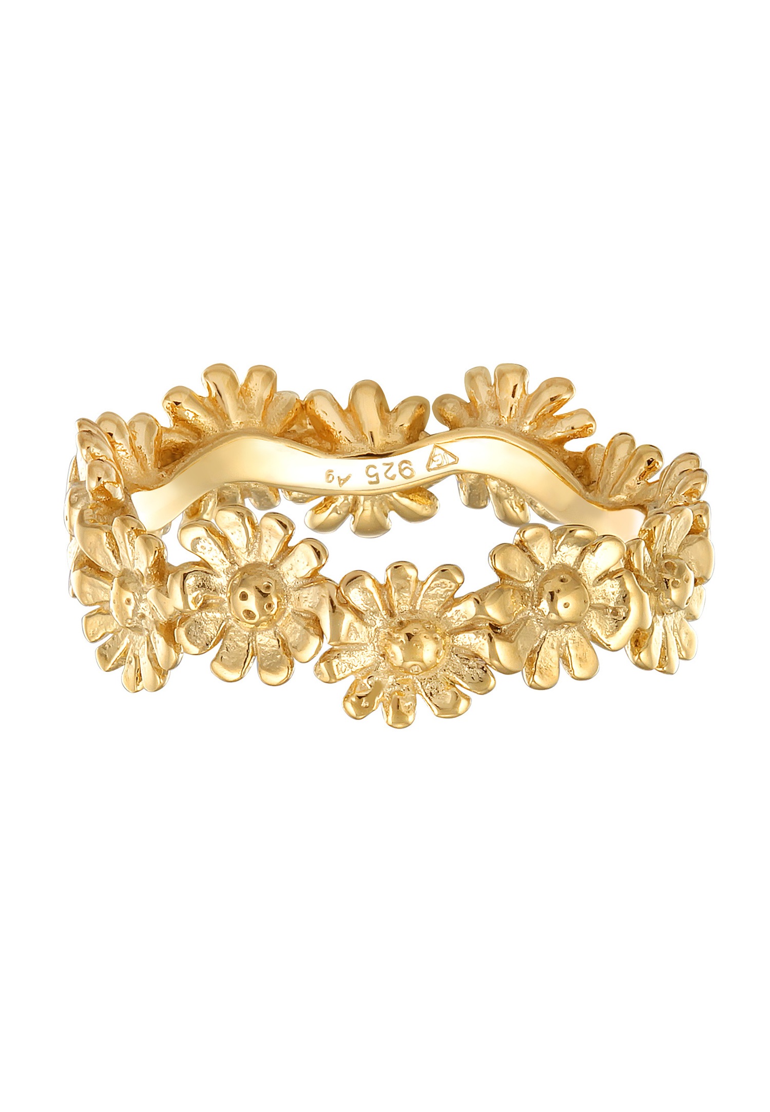 Elli Femmes Bande Fleur Boho Look Tendance en Argent Sterling 925