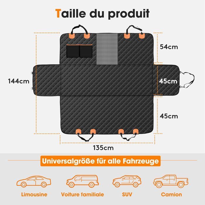 Coprisedile per auto per cani - ULISEM - Antiscivolo - Impermeabile - Finestra in rete - Tasca portaoggetti