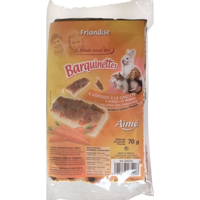AIME Snack génoises à la carotte - Pour lapins et rongeurs - 6 portions - 70 g