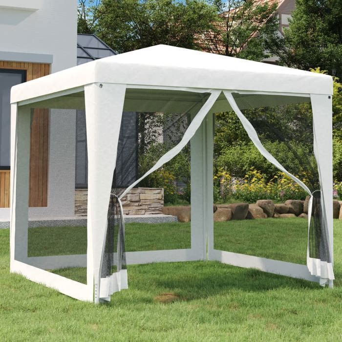 White BARNUM - Sarazyj® Folding Party Tent/Gazebo - UV Resistant - 4 Mesh Side Panels 2.5x2.5 m White - J175067