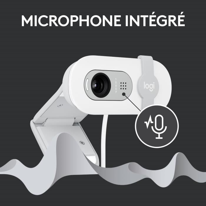 Cámara web Full HD 1080p - Logitech - Brio 100 - Micrófono integrado - Blanca