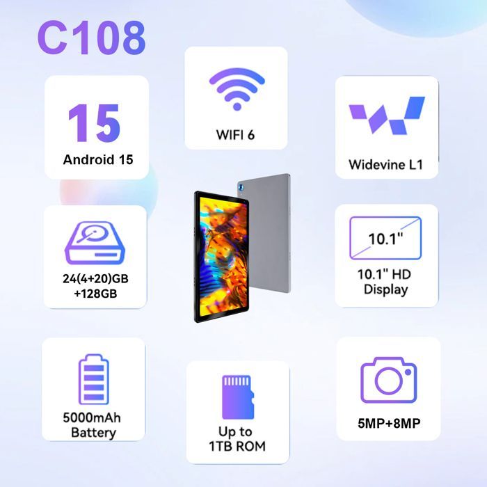 Tablette tactile - KOTSREN - 10 pouces - 24 Go RAM - 128 Go - Android 15