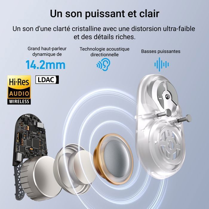 Wireless Earbuds - EDIFIER - Open Ear - Bluetooth 5.4 - 40H Battery Life - IP55