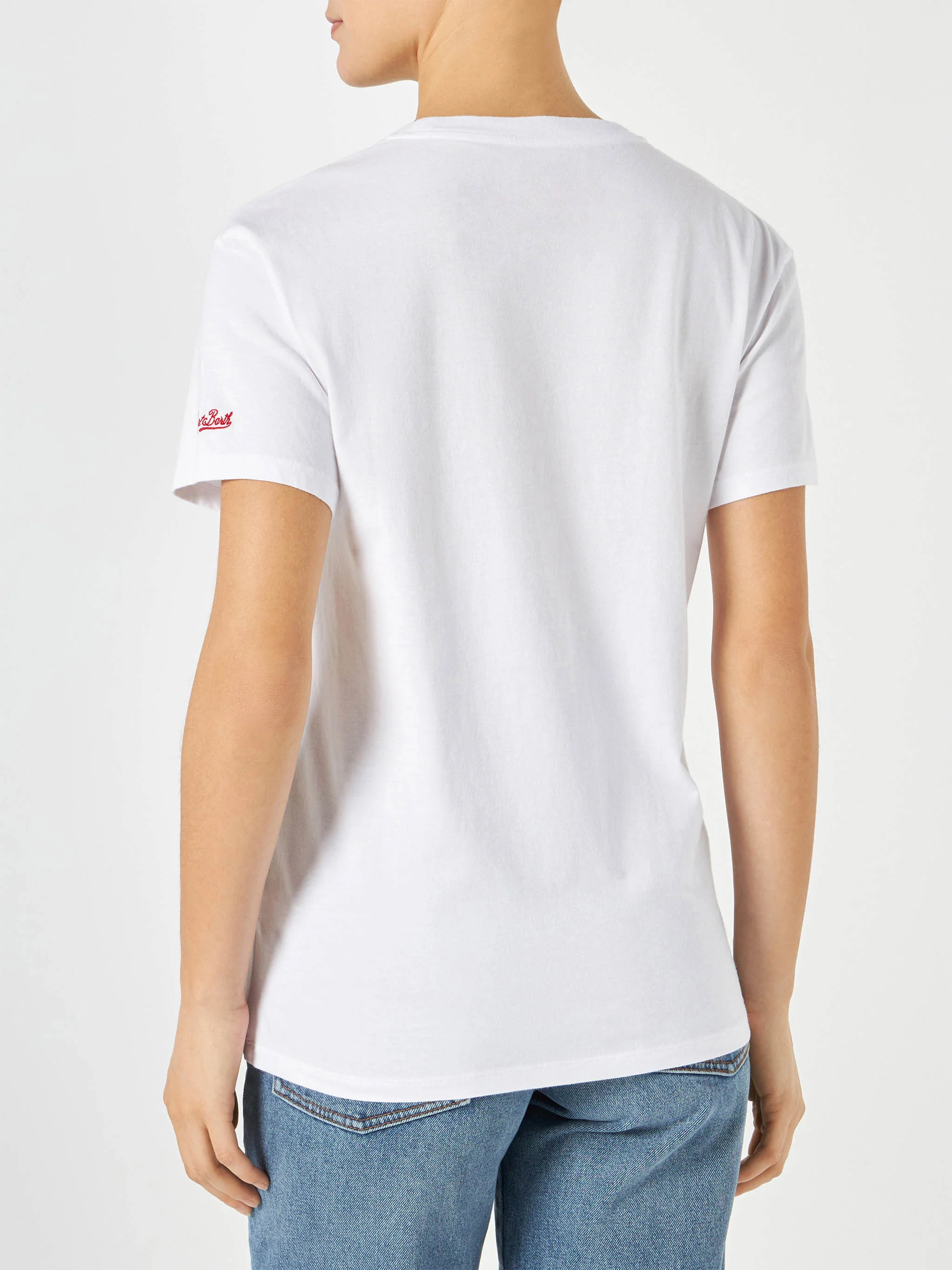 Dames katoenen T-shirt met borduurwerk