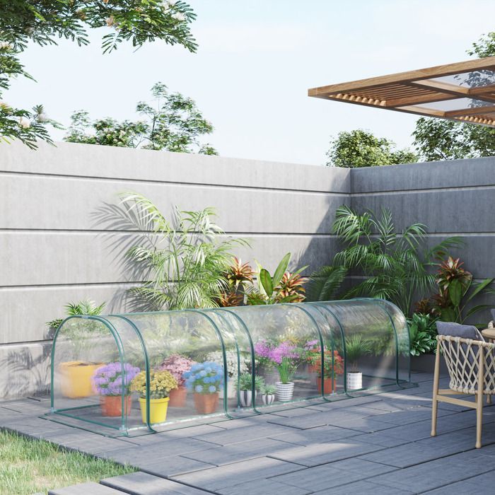 Outsunny - Invernadero de jardín - Metal - 350x100x80cm - Transparente