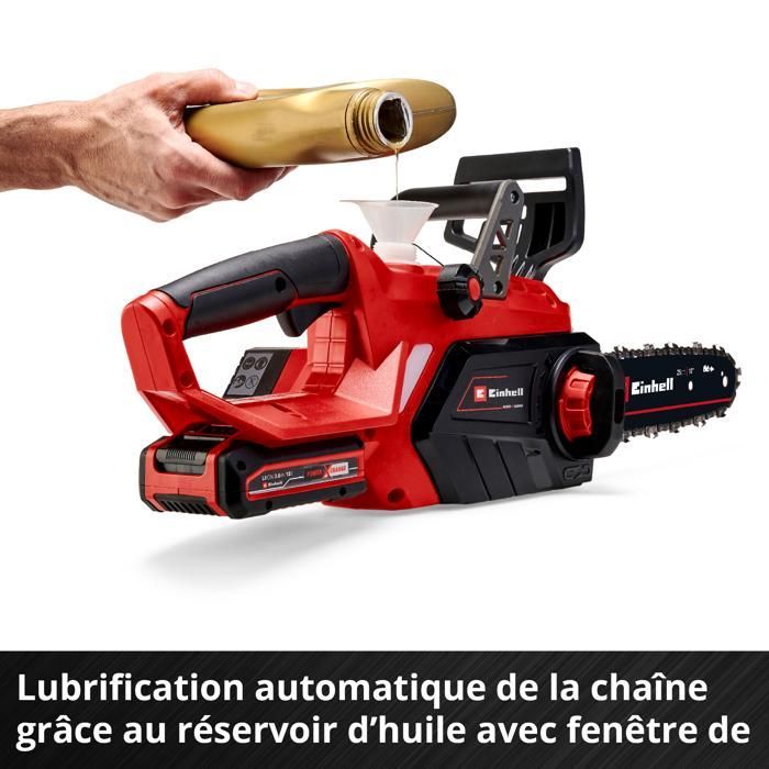 Motosega a batteria Einhell GE-LC 18/25 Li Solo - PXC (18V, capacità di taglio 23 cm) Fornita senza batteria né caricabatterie