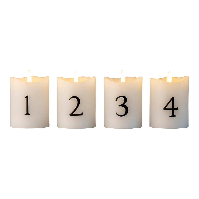Vie Selected adventkaarsen 4-pack LED met cijfers en afstandsbediening