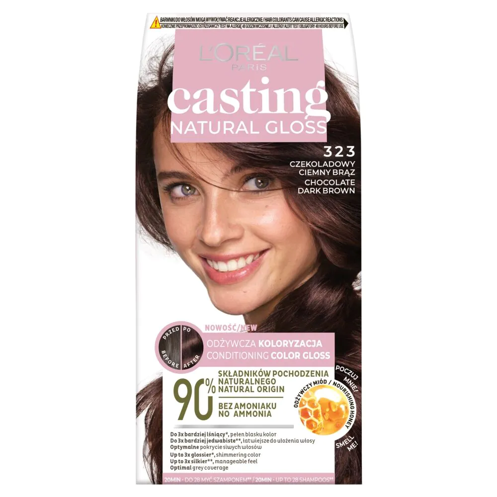 Casting Natural Gloss Farba do włosów, 323 Czekoladowy Ciemny Brąz