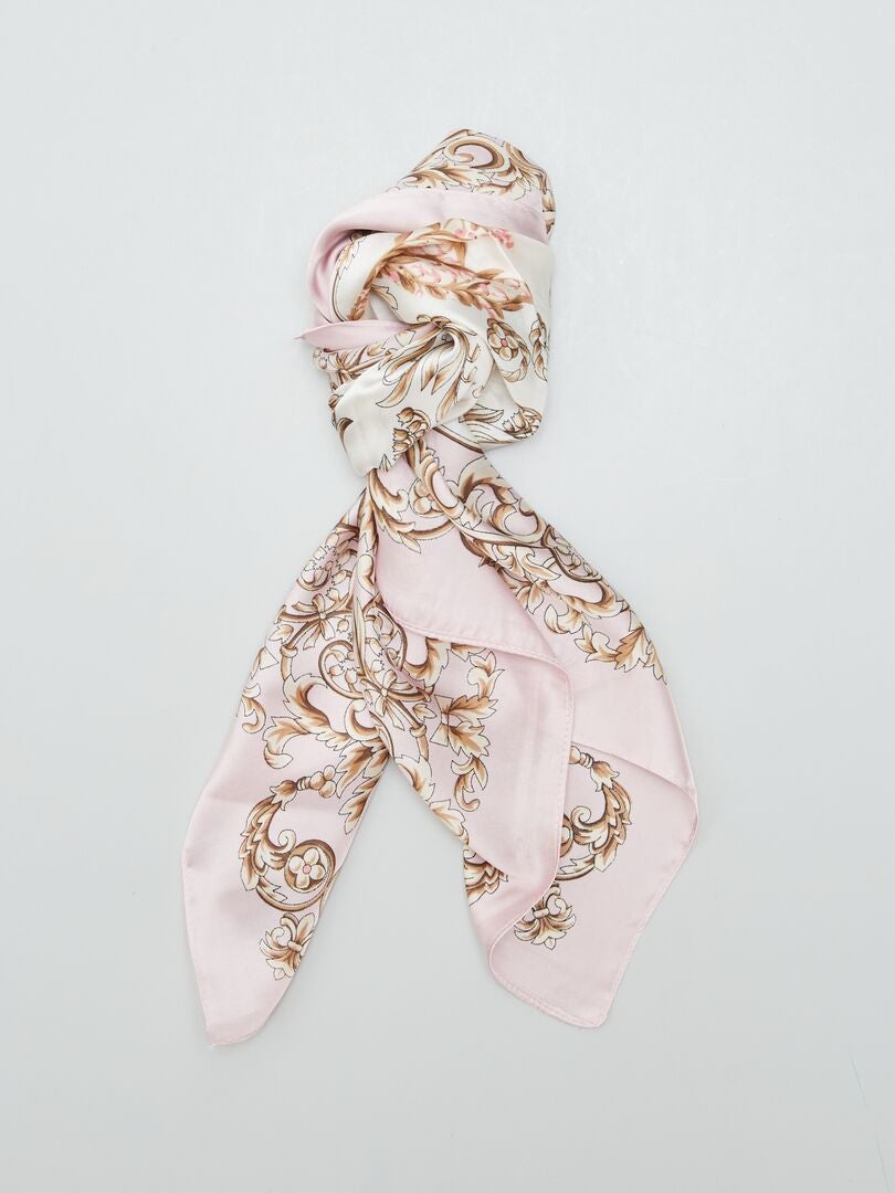 Vierkante satijnen sjaal - ROZE