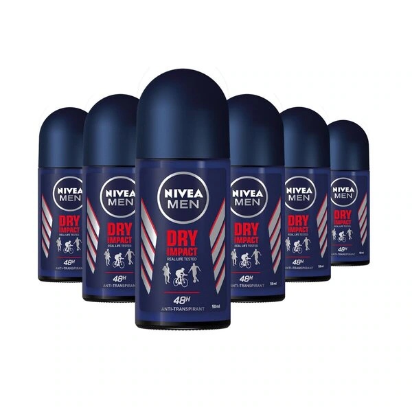 NIVEA Men Dry Impact antiperspirantný valček<br>6 x 50 ml