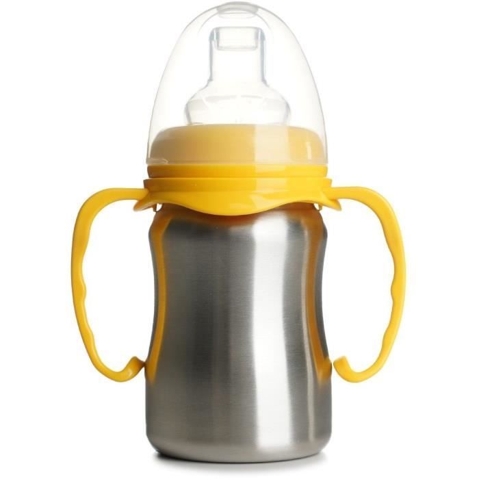 Thermobaby Training Cup - Stainless Steel - 180 ml - Mango Yellow - Ergonomic and Leak-Proof