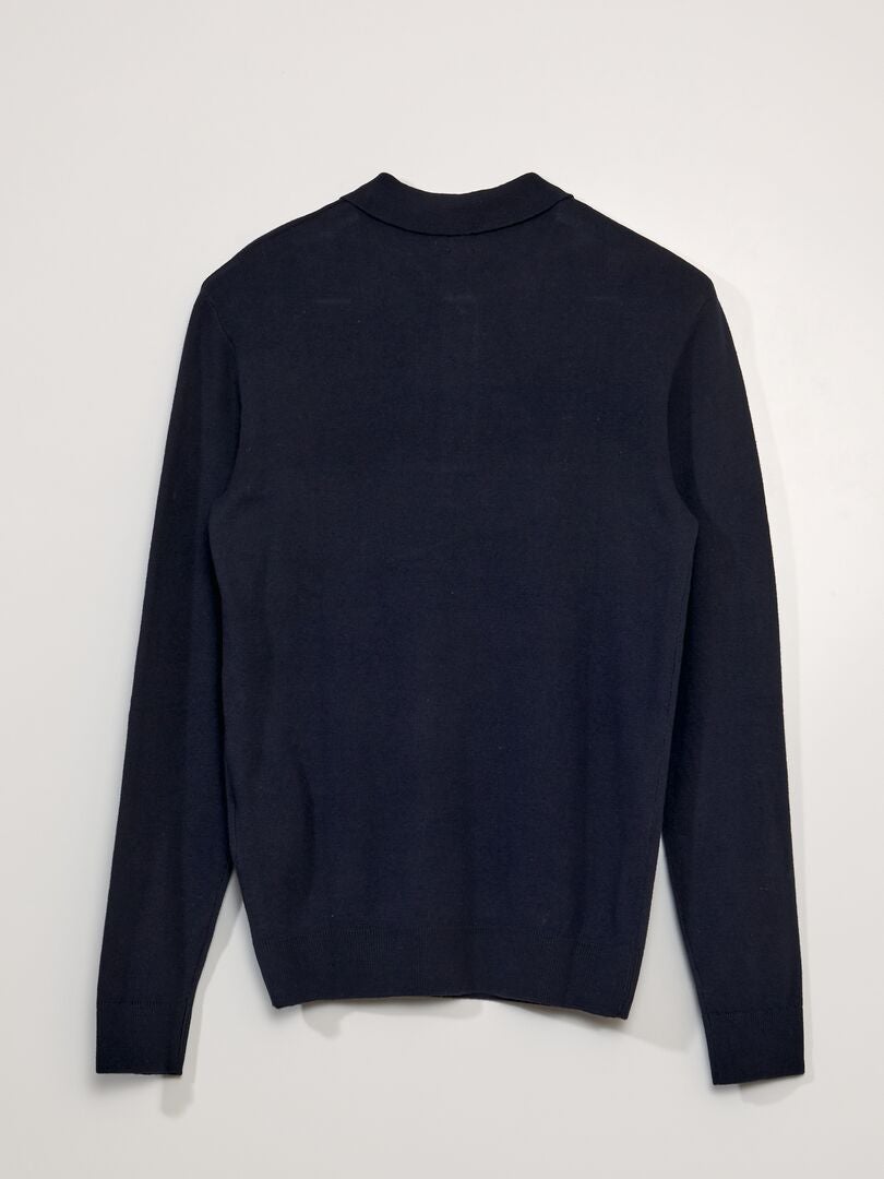 Poloshirt van fleecestof - BLAUW