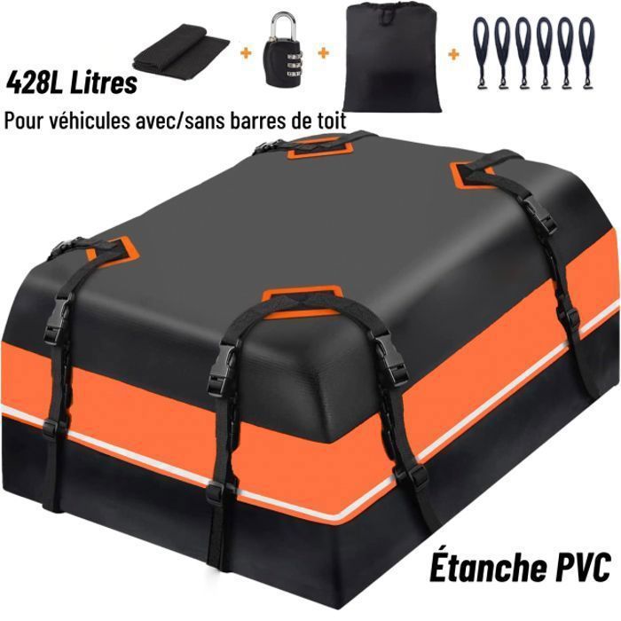 Box da tetto - Borsa da tetto universale impermeabile per auto senza barre portatutto 112*87*44 cm con serratura, 6 ganci per portiere, tappetino