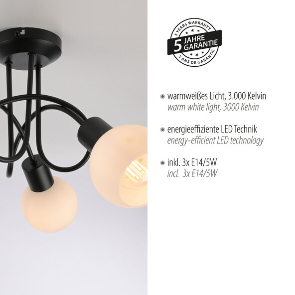 Lampă de tavan LOKI, incl. 3x E14