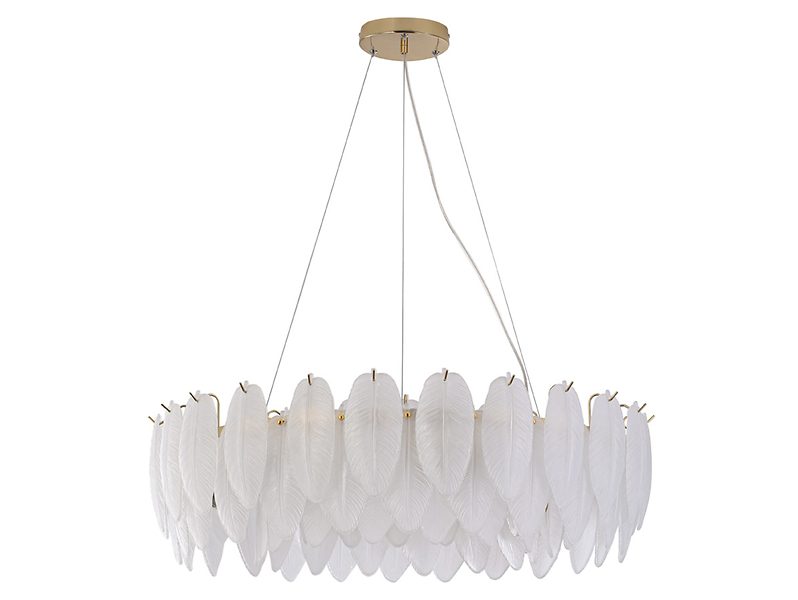 Lampa wisząca Leaf 6-punktowa szklana biało-złota
