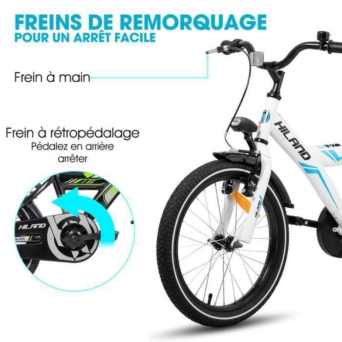 Vélo d'enfant - HILAND - 18 pouces - Stabilisateurs - Selle réglable - Prémonté à 90%