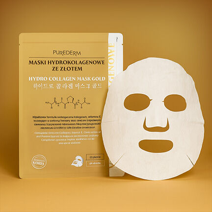 Máscaras de hidrocolágeno Purederm com ouro, 25 unidades