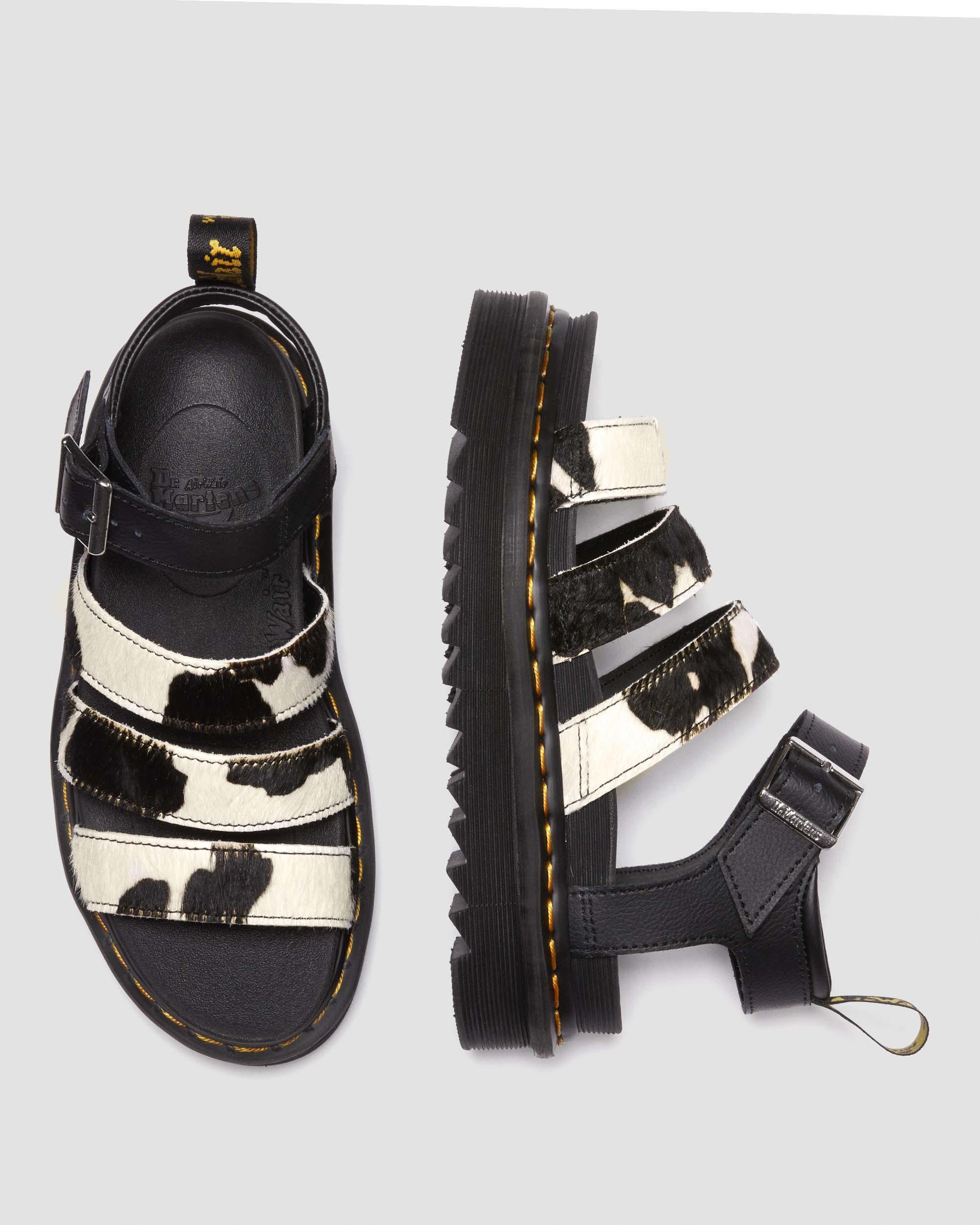 Blaire Hair-On Cow Print Riemen Sandale