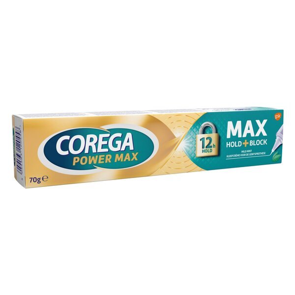 Corega Power Max Hold + Block maigais piparmētru fiksējošais krēms<br>70g