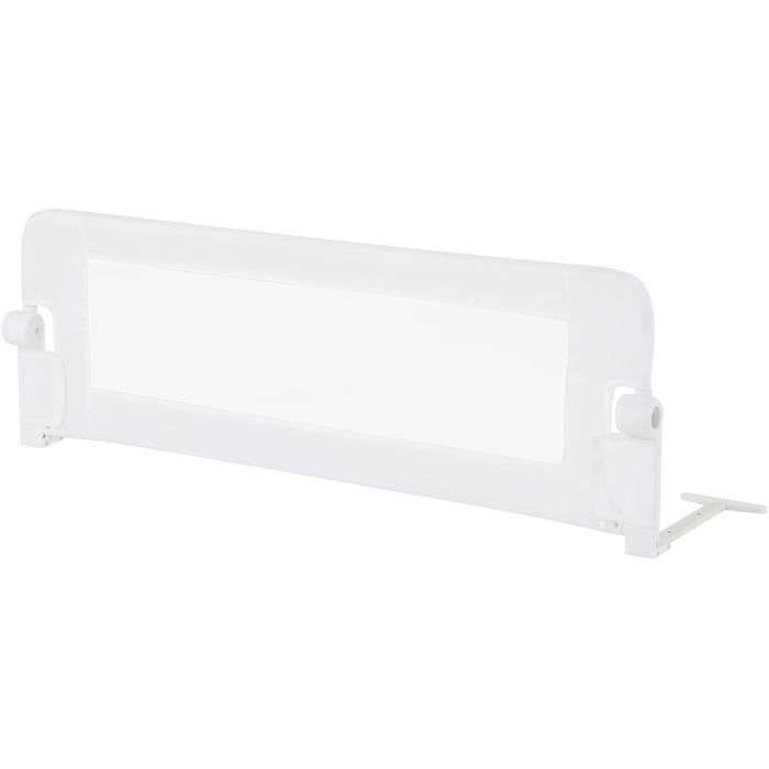 COSTWAY Foldable Baby/Child Bed Rail 120x42CM with Drop-Down Bar, Soft Foam, Pre-Drilled Holes, White Oxford Fabric