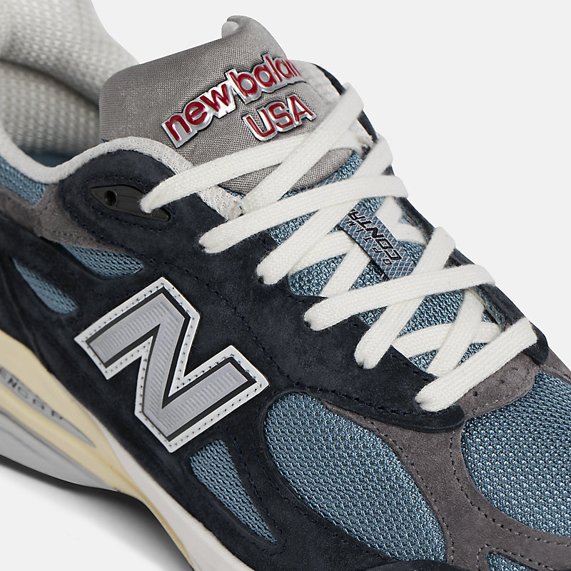 Tênis masculino NB 990v3, fabricado nos EUA - Azul Marinho com efeito Spring Tide