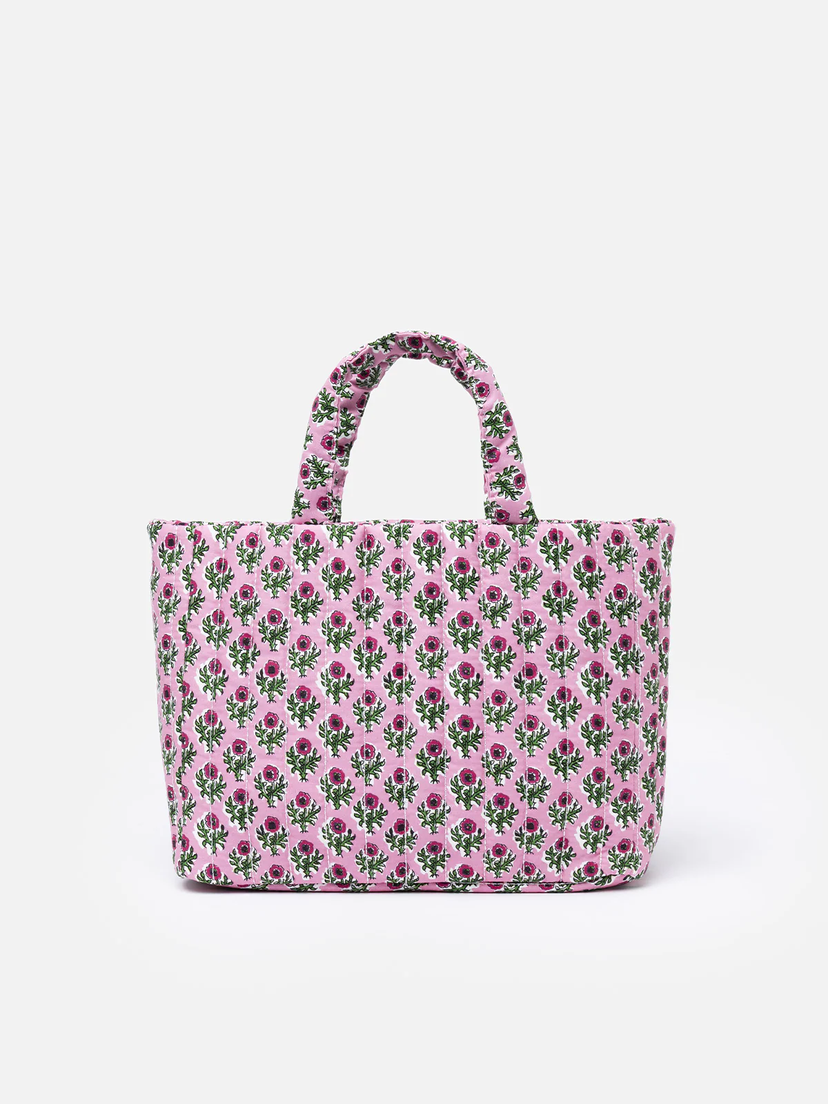 Roze gewatteerde zachte draagtas met bloemenprint