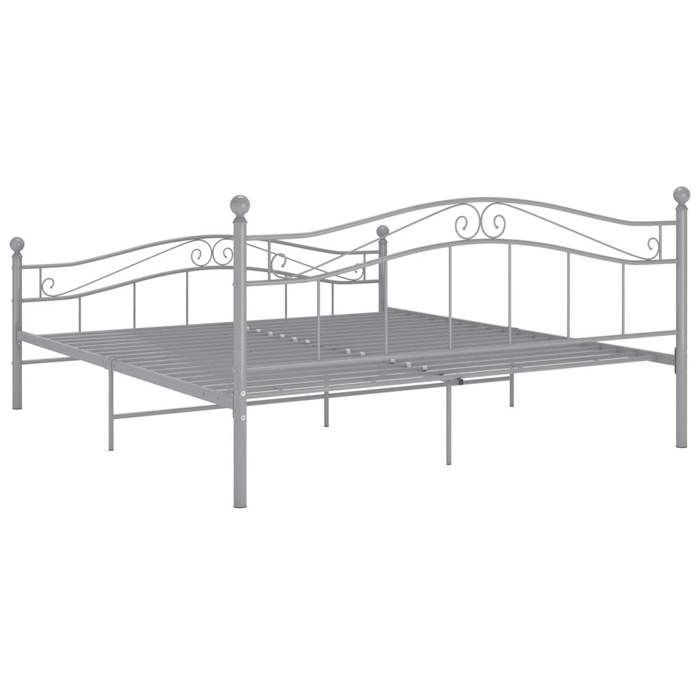 Letto in metallo grigio 200 x 200 cm - Portata massima 150 kg - Struttura letto in metallo grigio 200x200 cm 005_227977