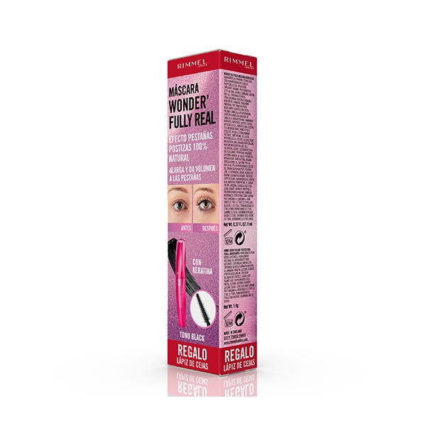 Máscara Wonder Fully Real Black + szemöldökceruza Tono 002 De Regalo| 1UD