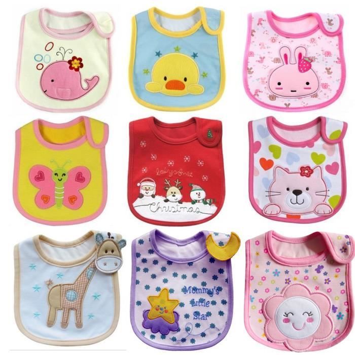 Juego de 9 baberos impermeables de algodón para bebés niñas de 0 a 3 años.