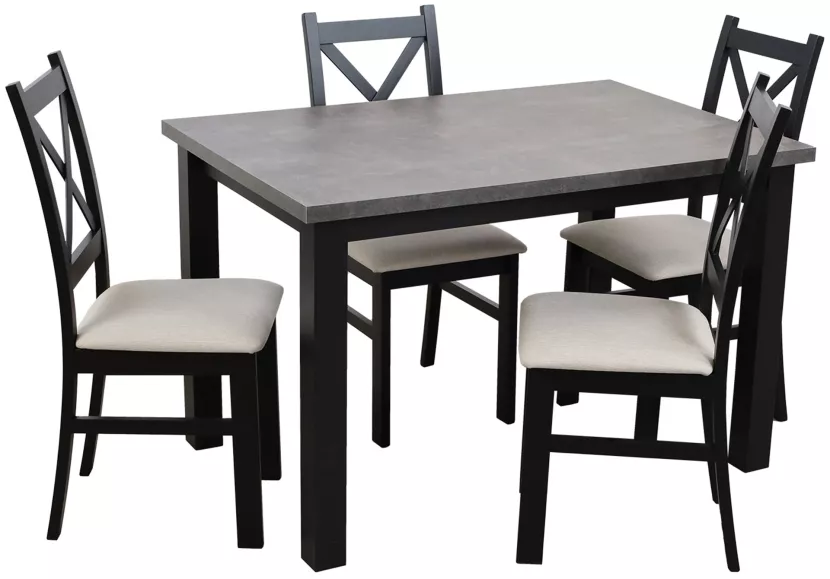 Zestaw stół 120x80 z 4 krzesłami M005-4 Czarny/Beton