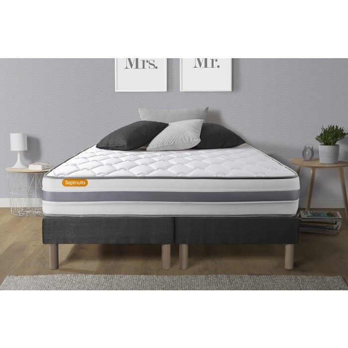 Matelas 160x200 + double sommiers  80x200 Memo Spring Ressorts ensachés 3 zones de confort MAXI épaisseur